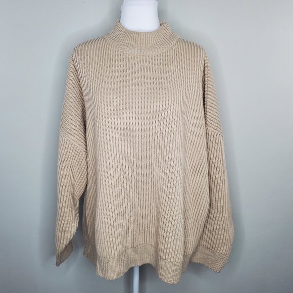 Topshop Sweaters - Topshop Mock Neck Oversized Knit Pullover Sweater